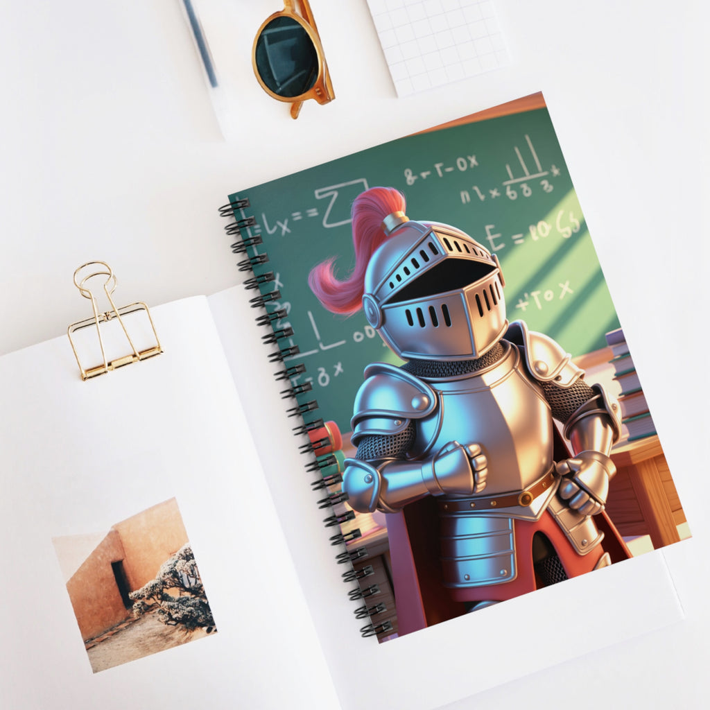 Cartoon Silver Knight  -  Lined Spiral Notebook