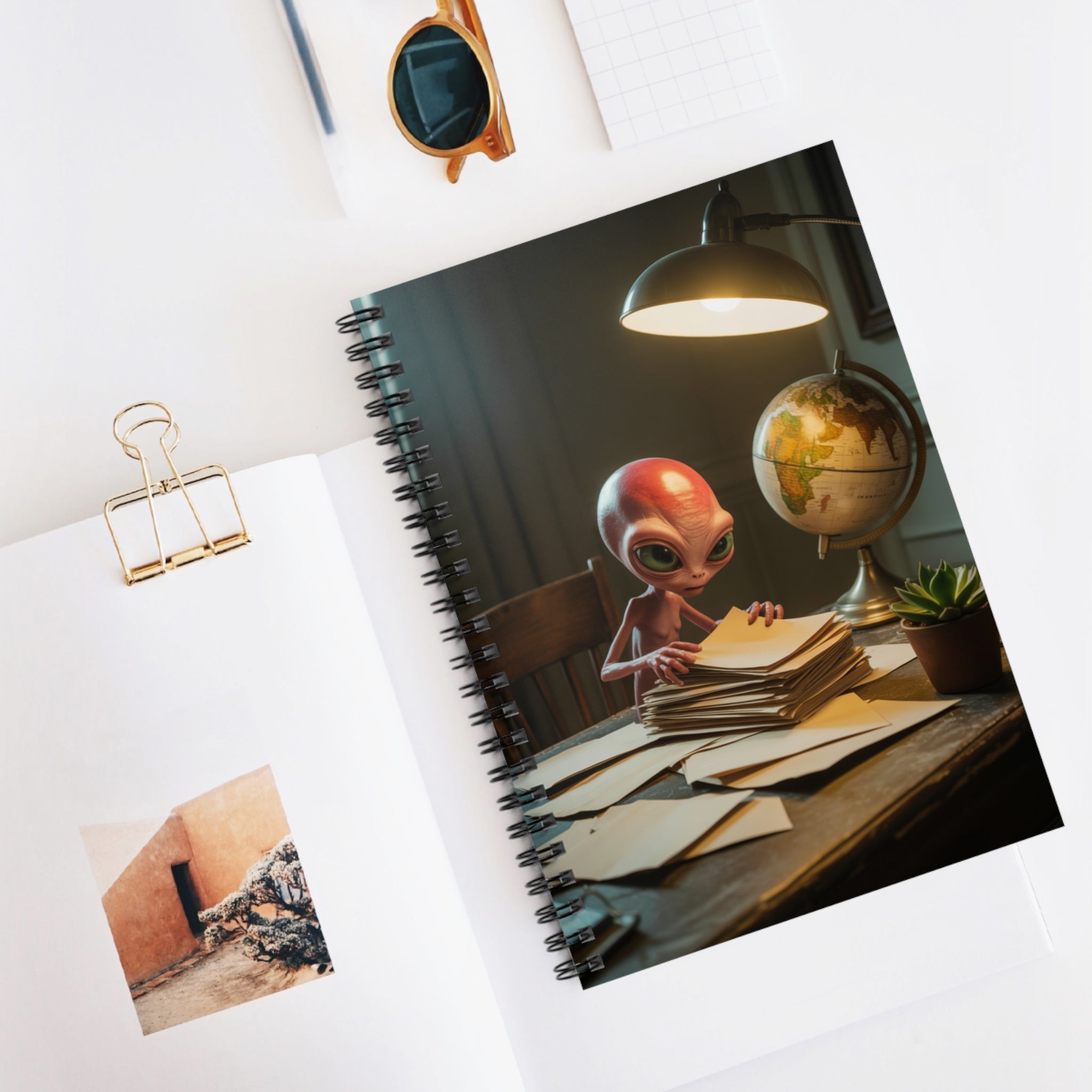 Pink Alien -  Lined Spiral Notebook