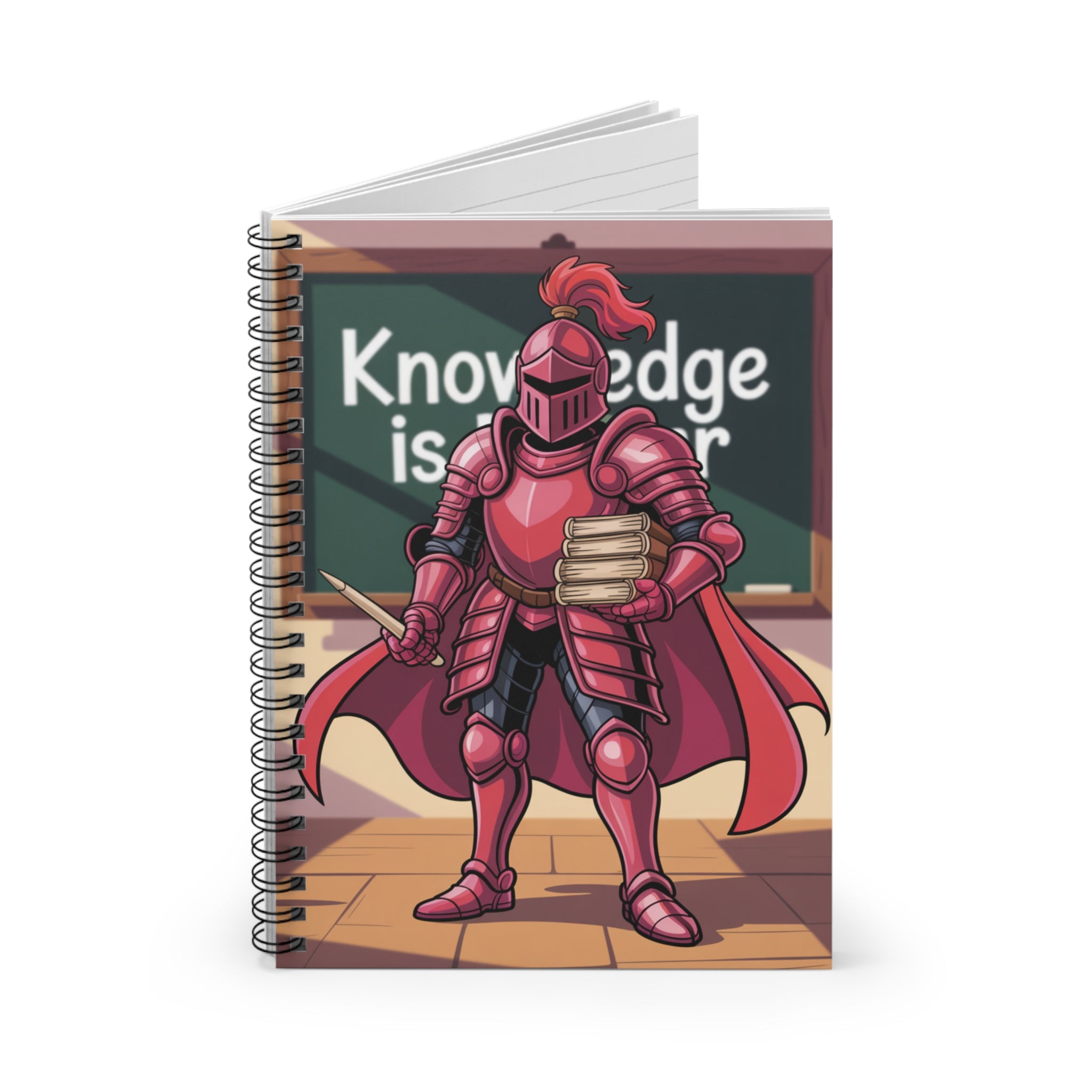 Cartoon Maroon Knight  -  Lined Spiral Notebook