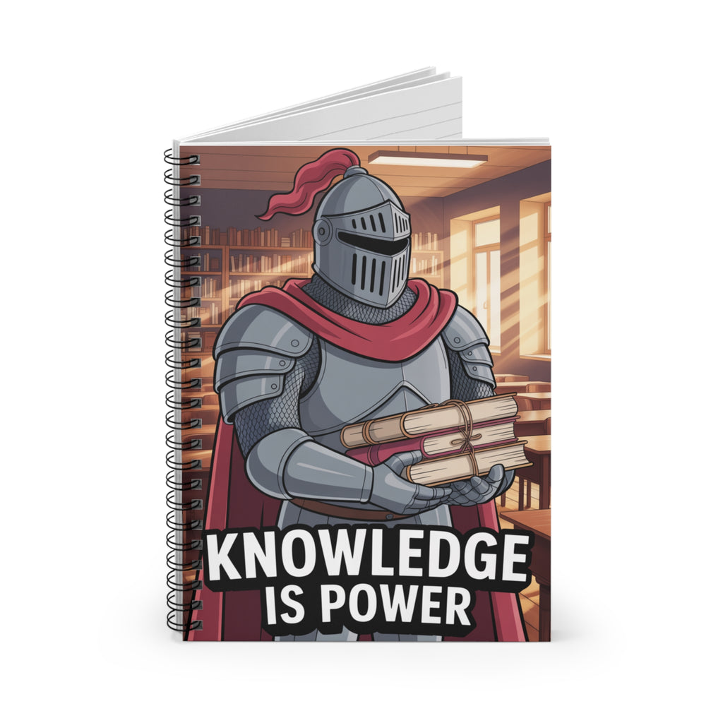 Cartoon Grey Knight  -  Lined Spiral Notebook