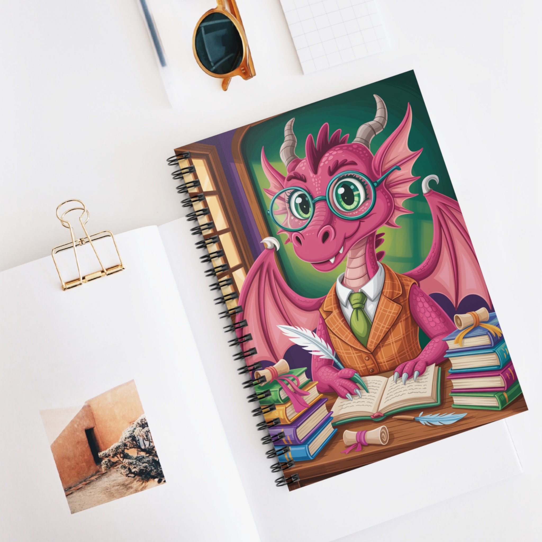 Pink Dragon  -  Lined Spiral Notebook