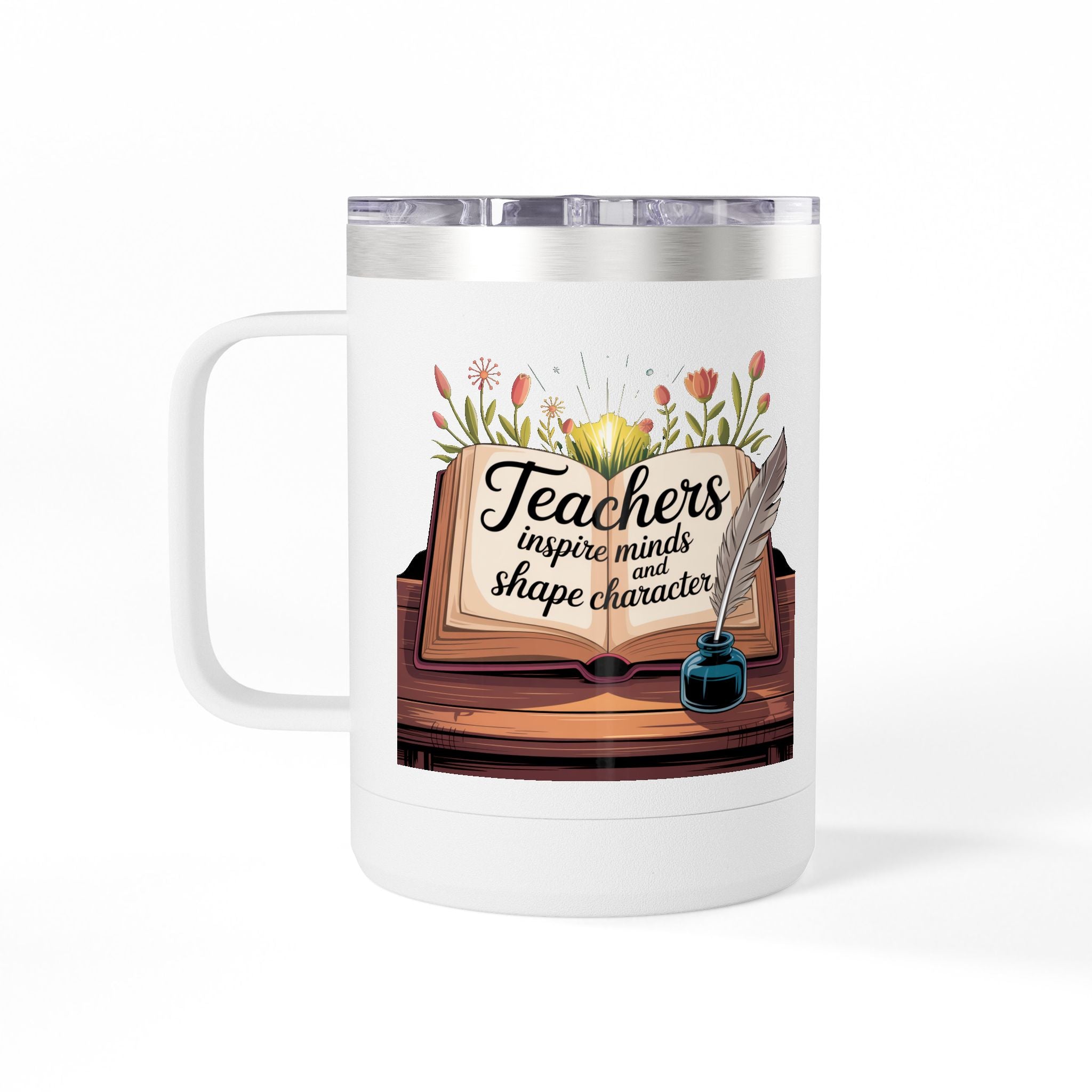 Teachers Inspire Minds and Shape Character - 15oz Teacher Coffee Mug