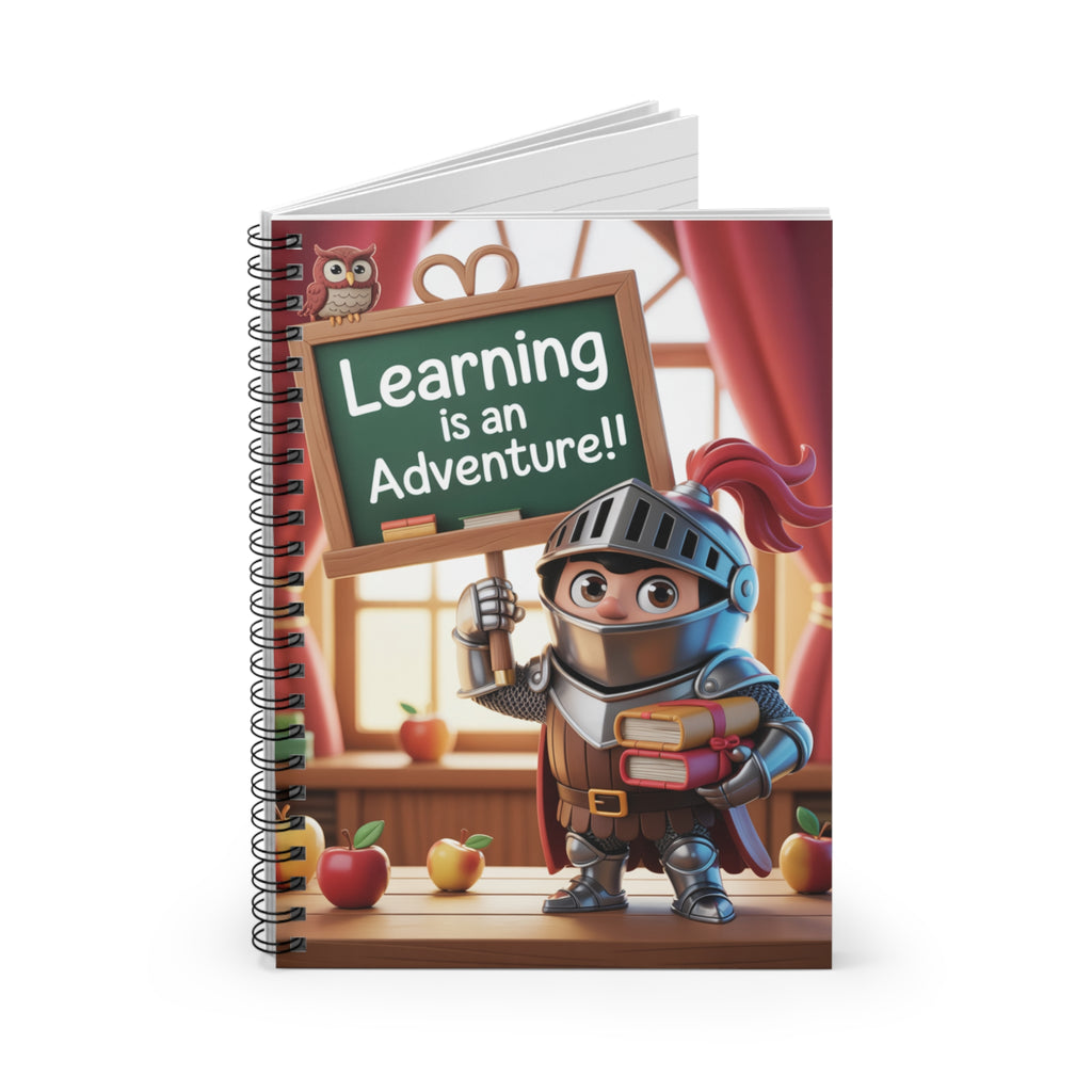 Cartoon Grey Knight  -  Lined Spiral Notebook