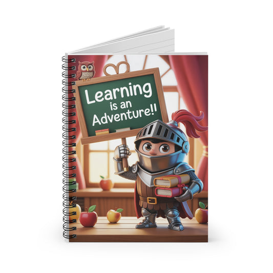Cartoon Grey Knight  -  Lined Spiral Notebook