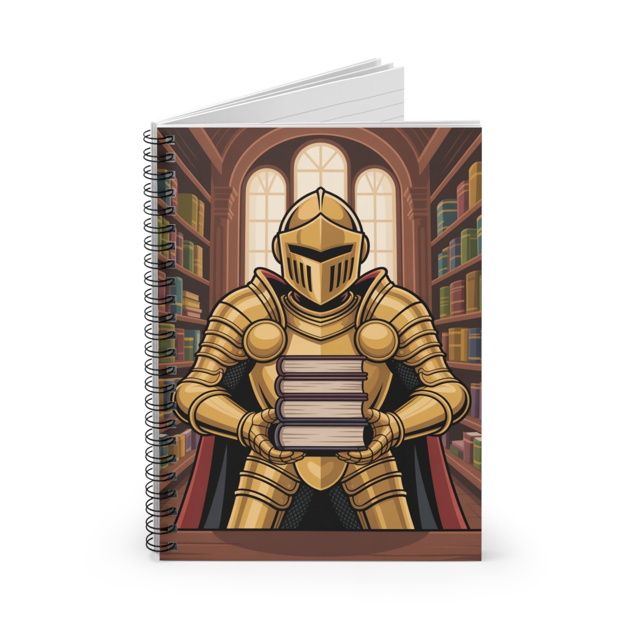 Cartoon Gold Knight   -  Lined Spiral Notebook
