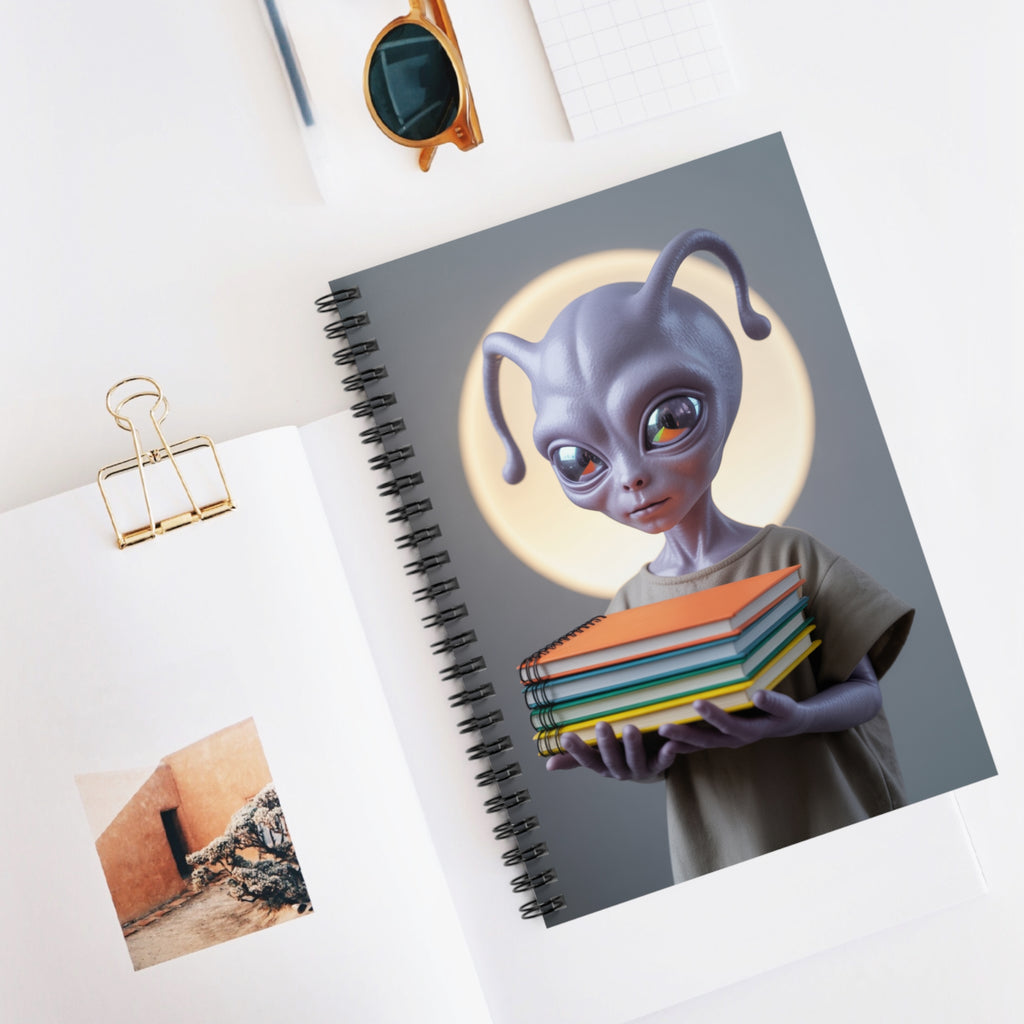 Grey Alien -  Lined Spiral Notebook