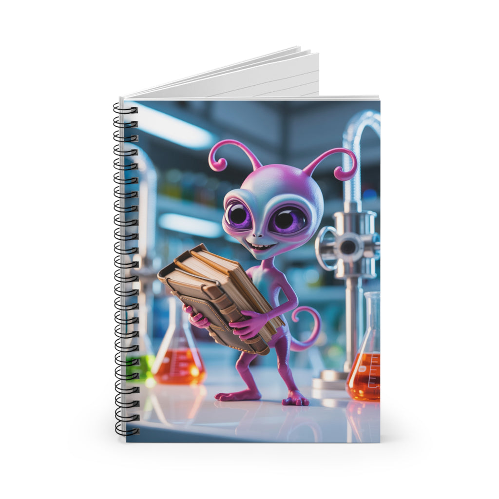 Pink Science Lab Alien -  Lined Spiral Notebook
