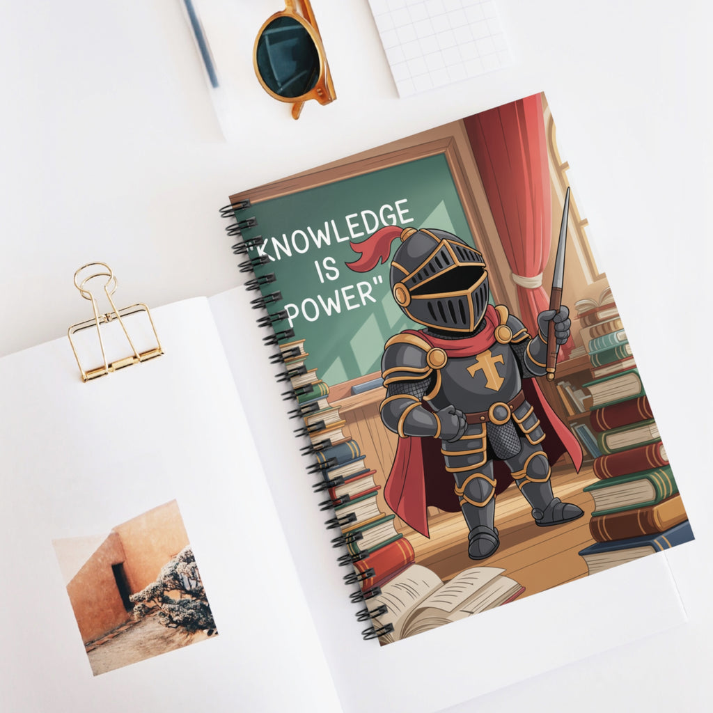 Cartoon Black Knight   -  Lined Spiral Notebook