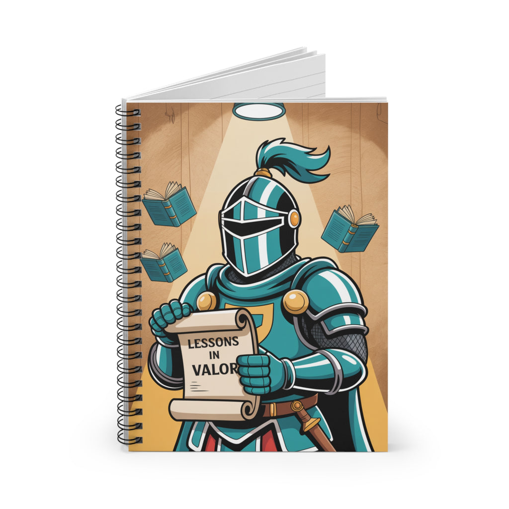 Cartoon Blue Knight -  Lined Spiral Notebook