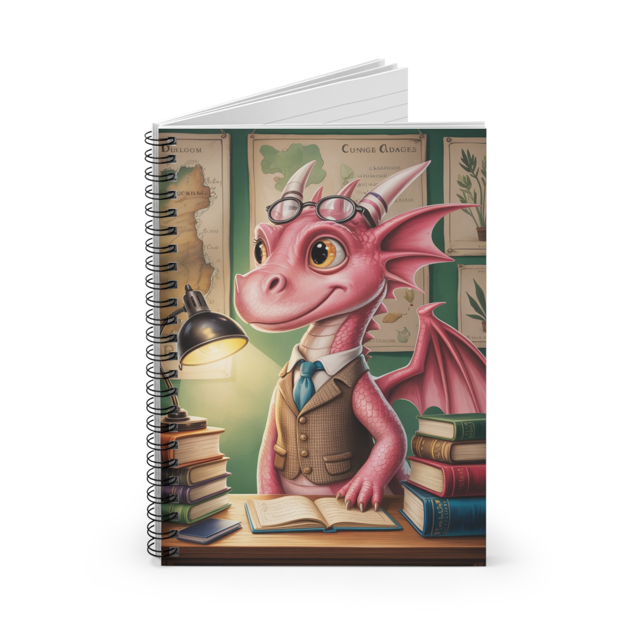 Pink Dragon -  Lined Spiral Notebook