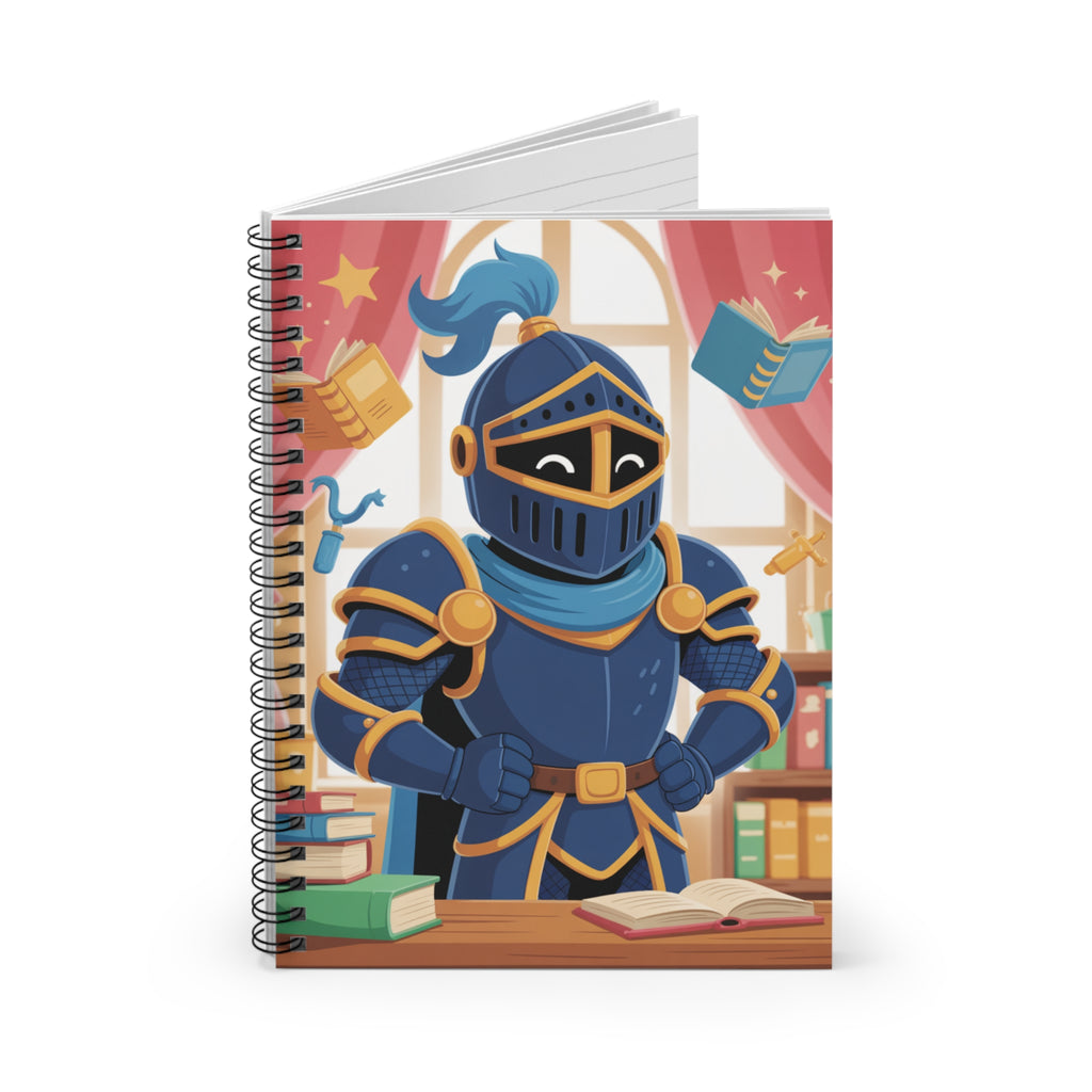 Cartoon Blue Knight  -  Lined Spiral Notebook