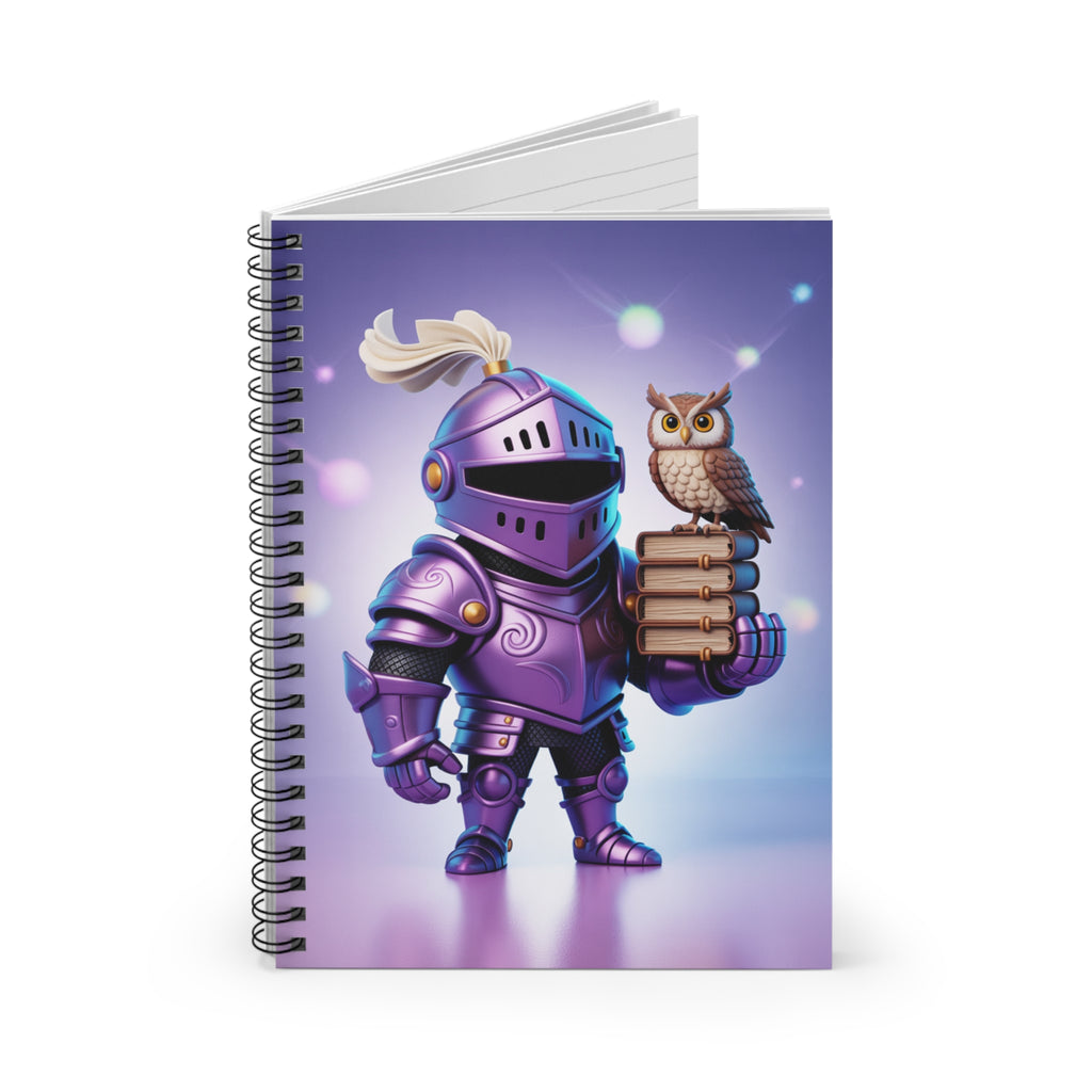 Cartoon Purple Knight  -  Lined Spiral Notebook