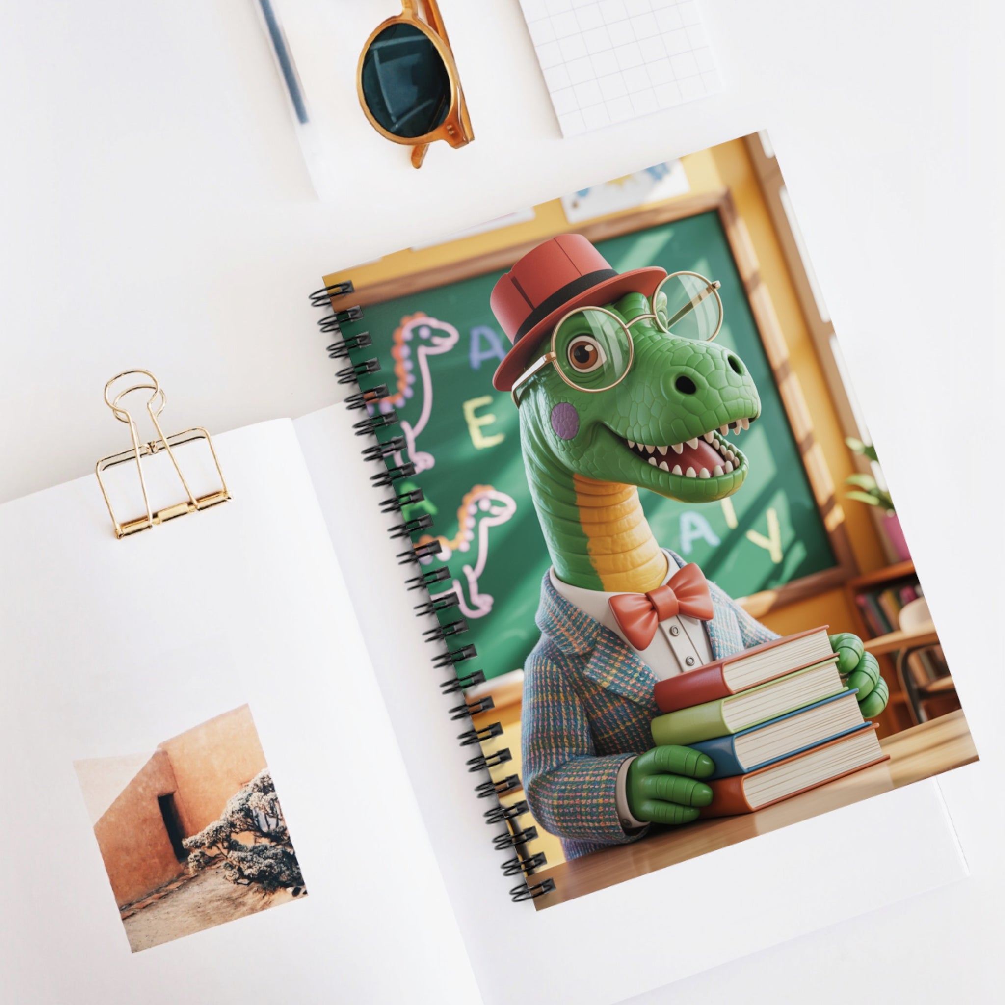 Cartoon Brachiosaurus  -  Lined Spiral Notebook