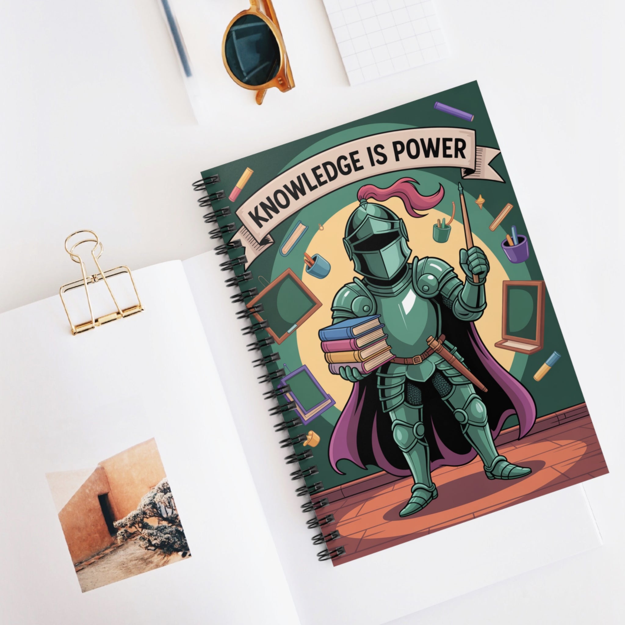 Cartoon Green Knight  -  Lined Spiral Notebook