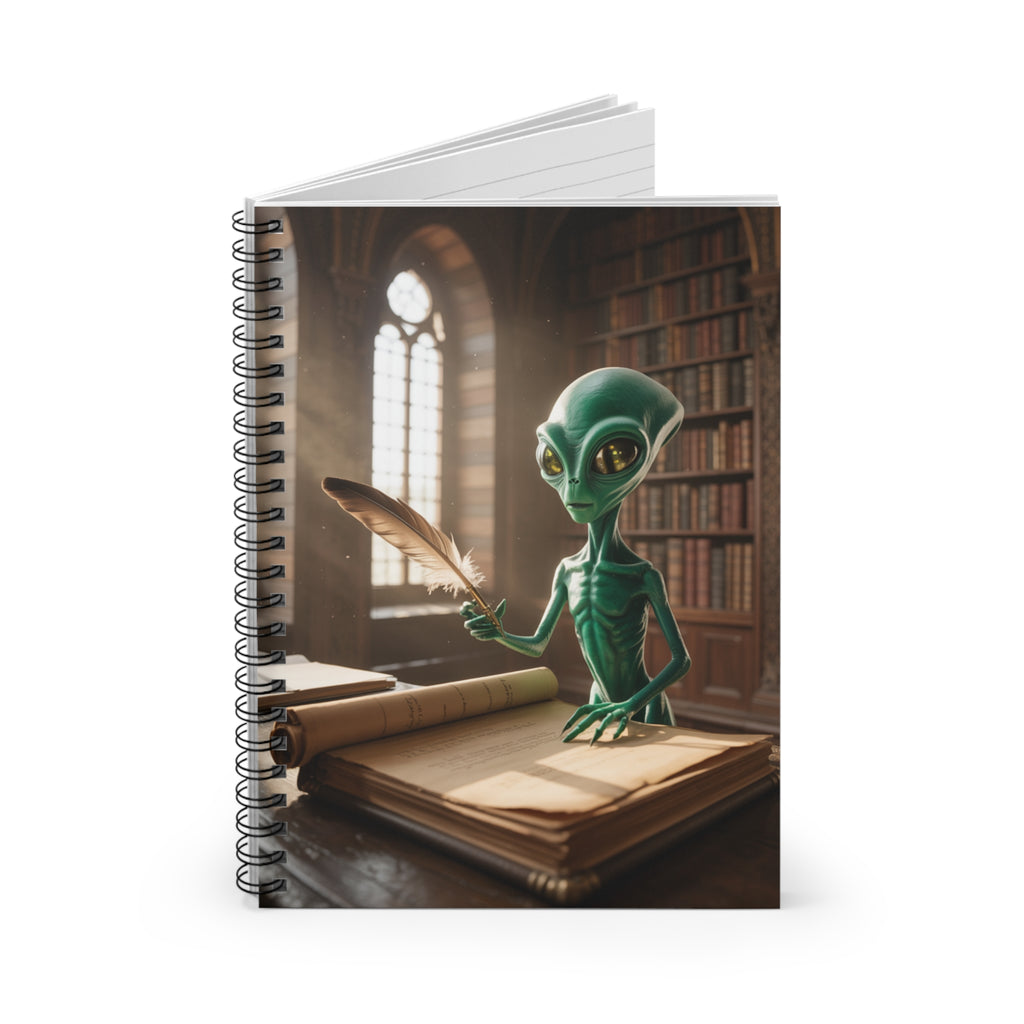 Green Alien -  Lined Spiral Notebook