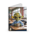 Green Classroom Alien -  Lined Spiral Notebook