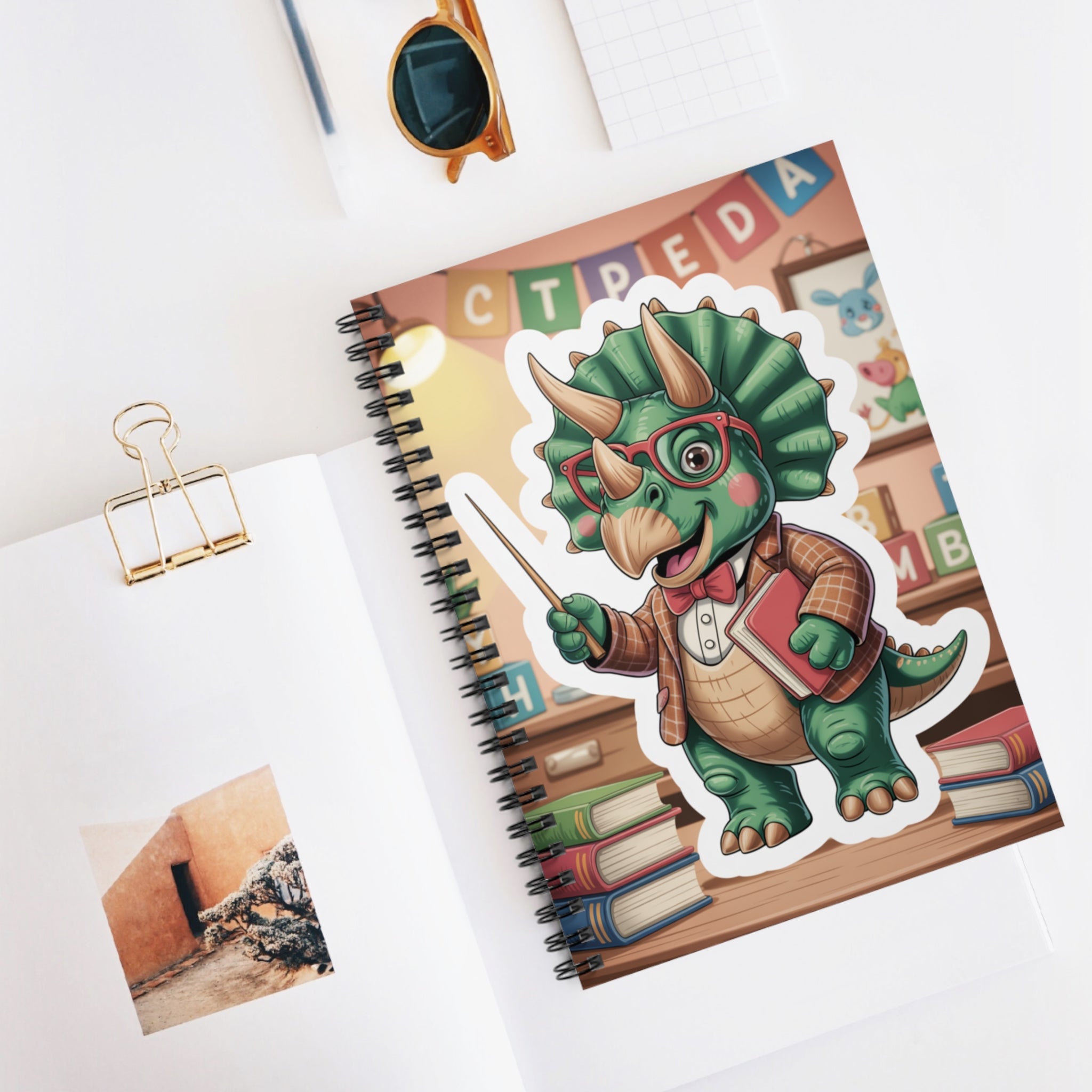 Cartoon Triceratops  -  Lined Spiral Notebook