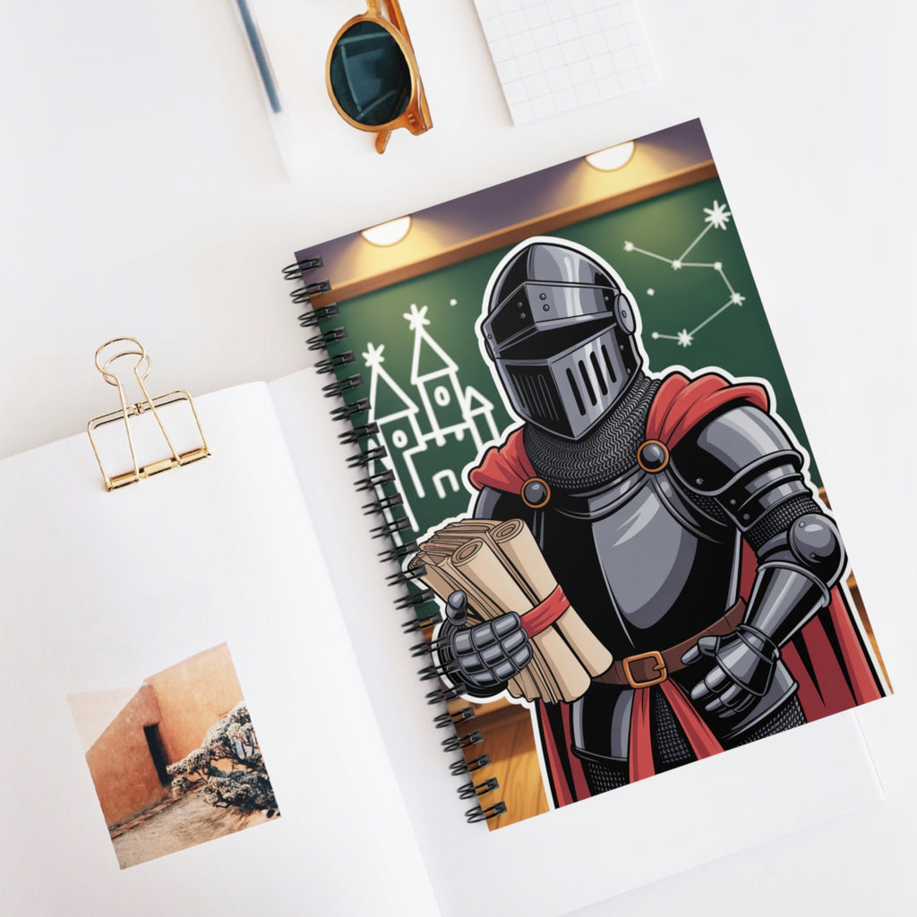 Cartoon Black Knight  -  Lined Spiral Notebook