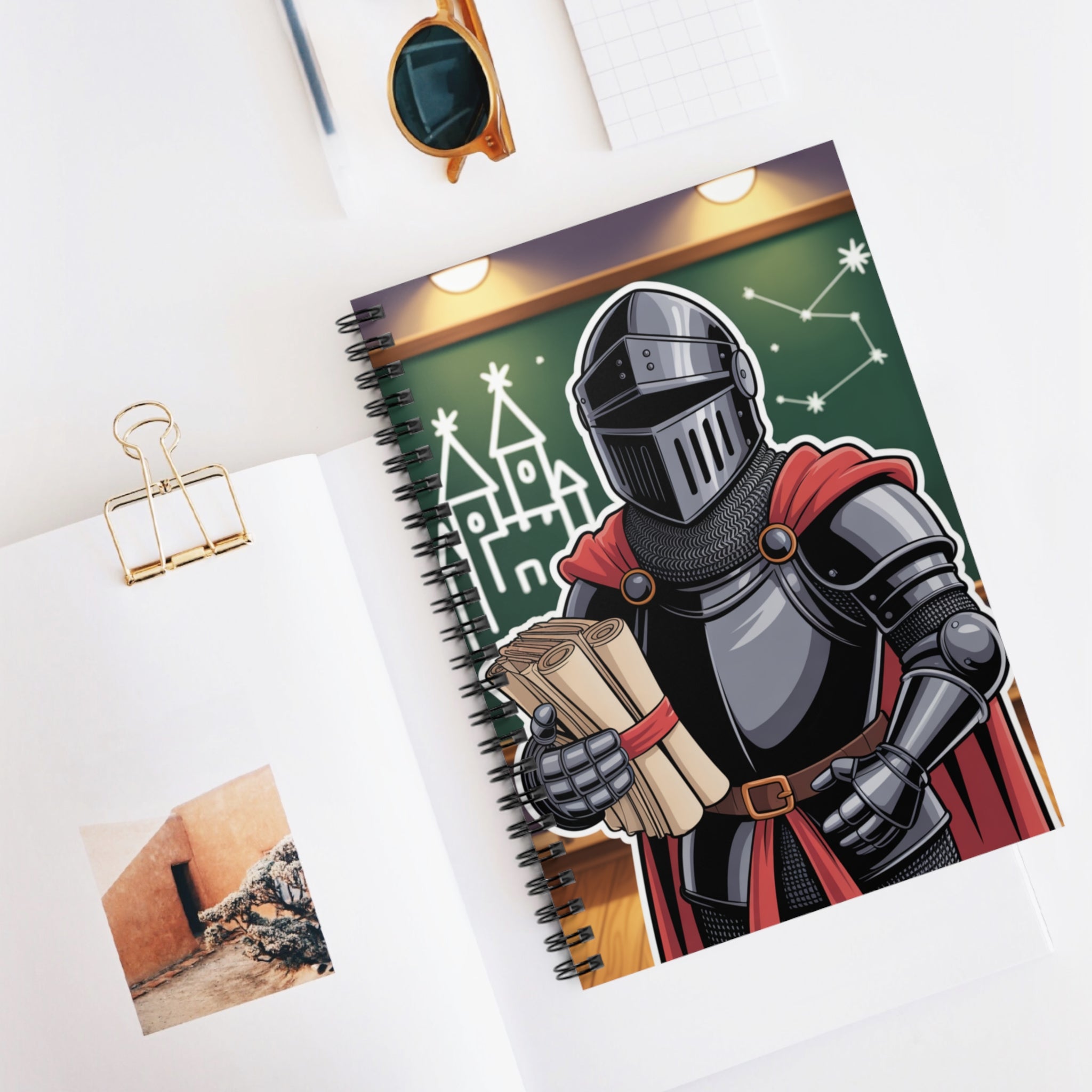 Cartoon Black Knight  -  Lined Spiral Notebook