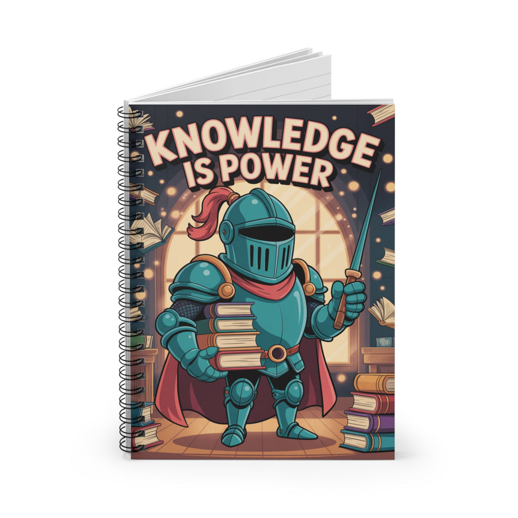 Cartoon Blue Knight  -  Lined Spiral Notebook