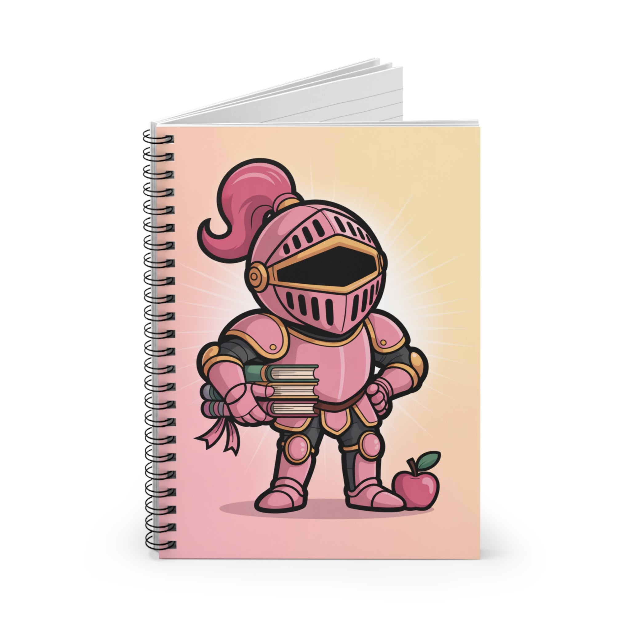 Cartoon Pink Knight   -  Lined Spiral Notebook