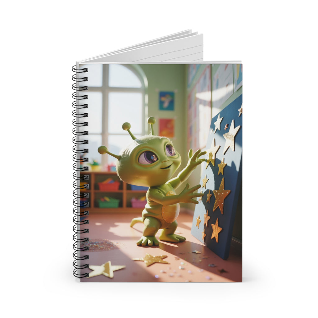 Green Baby Alien -  Lined Spiral Notebook