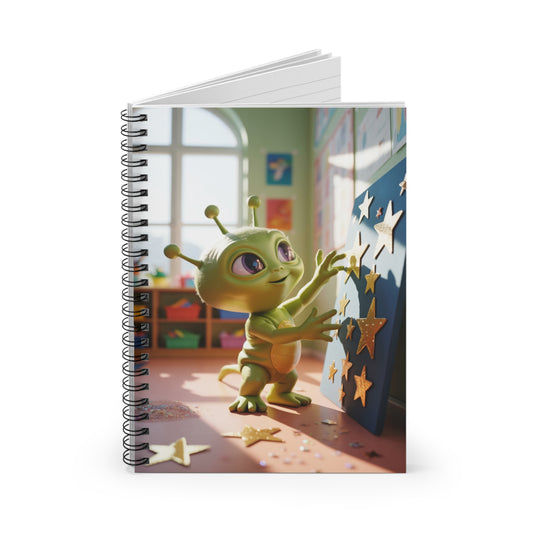 Green Baby Alien -  Lined Spiral Notebook
