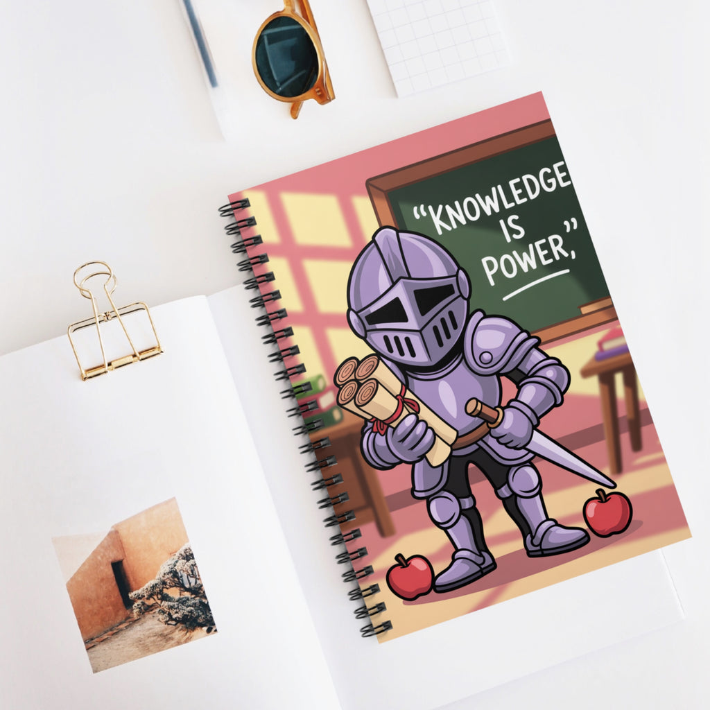 Cartoon Purple Knight  -  Lined Spiral Notebook
