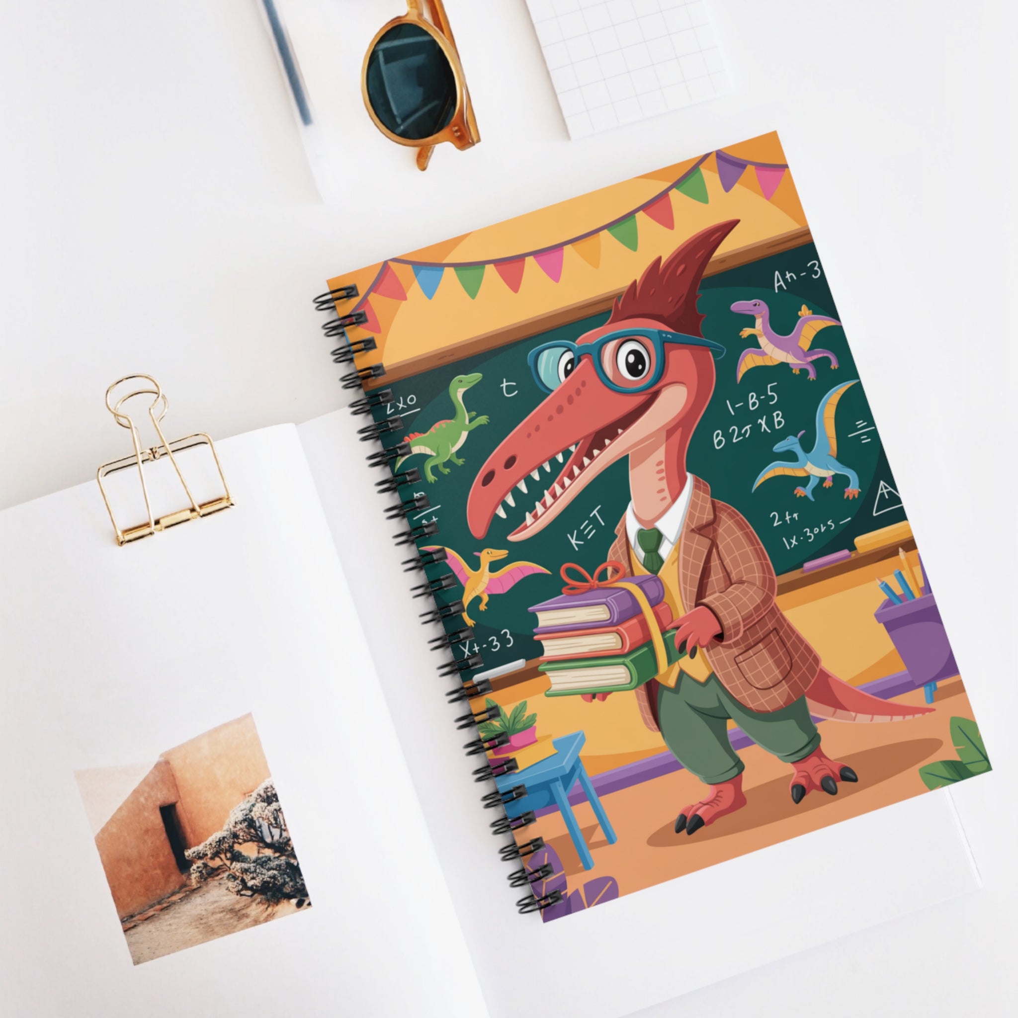 Cartoon Pteranodon  -  Lines Spiral Notebook