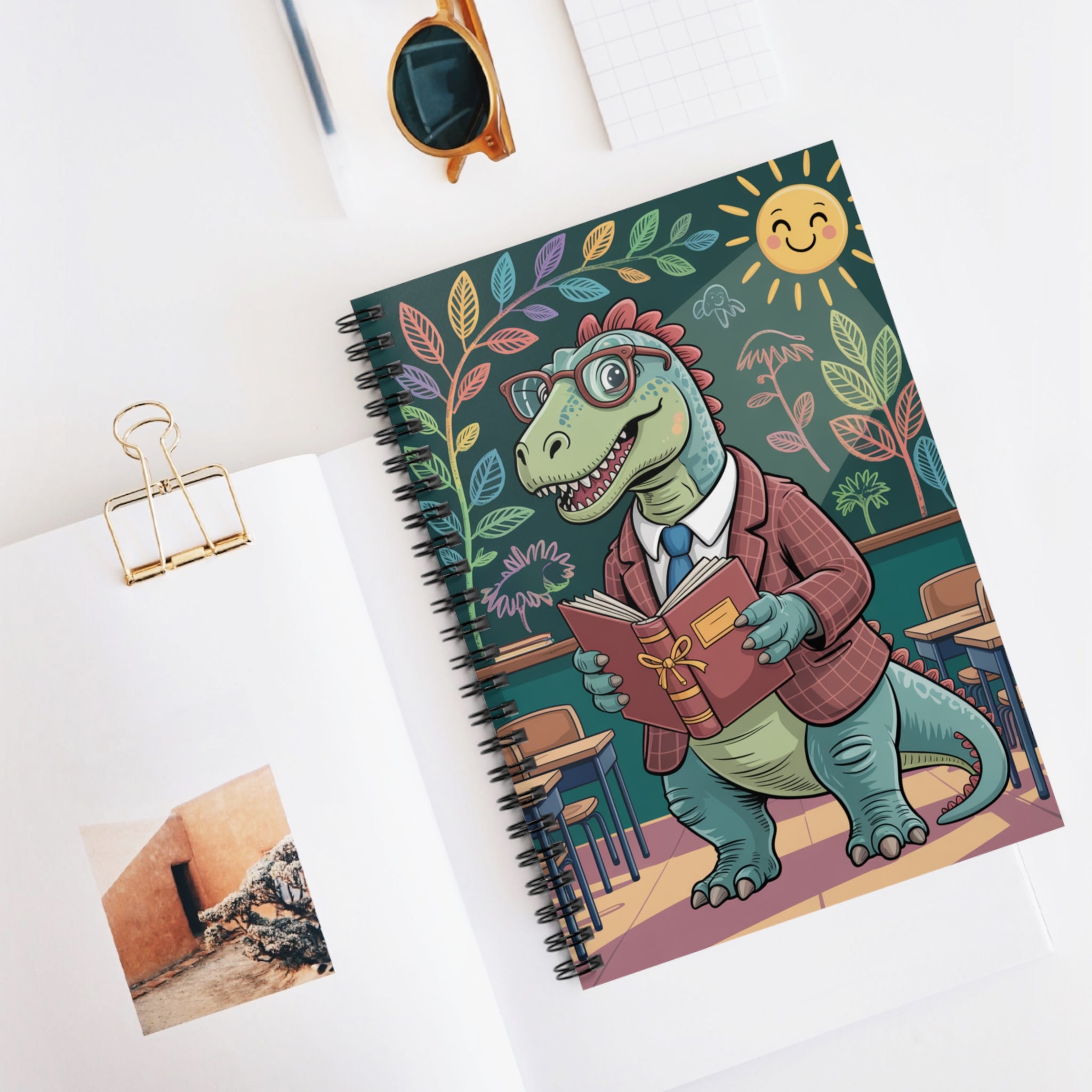 Cartoon Allosaurus  -  Lines Spiral Notebook