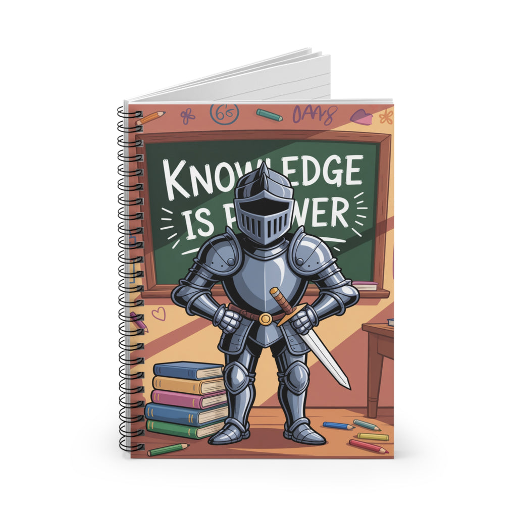 Cartoon Silver Knight  -  Lined Spiral Notebook