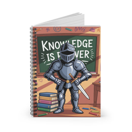 Cartoon Silver Knight  -  Lined Spiral Notebook