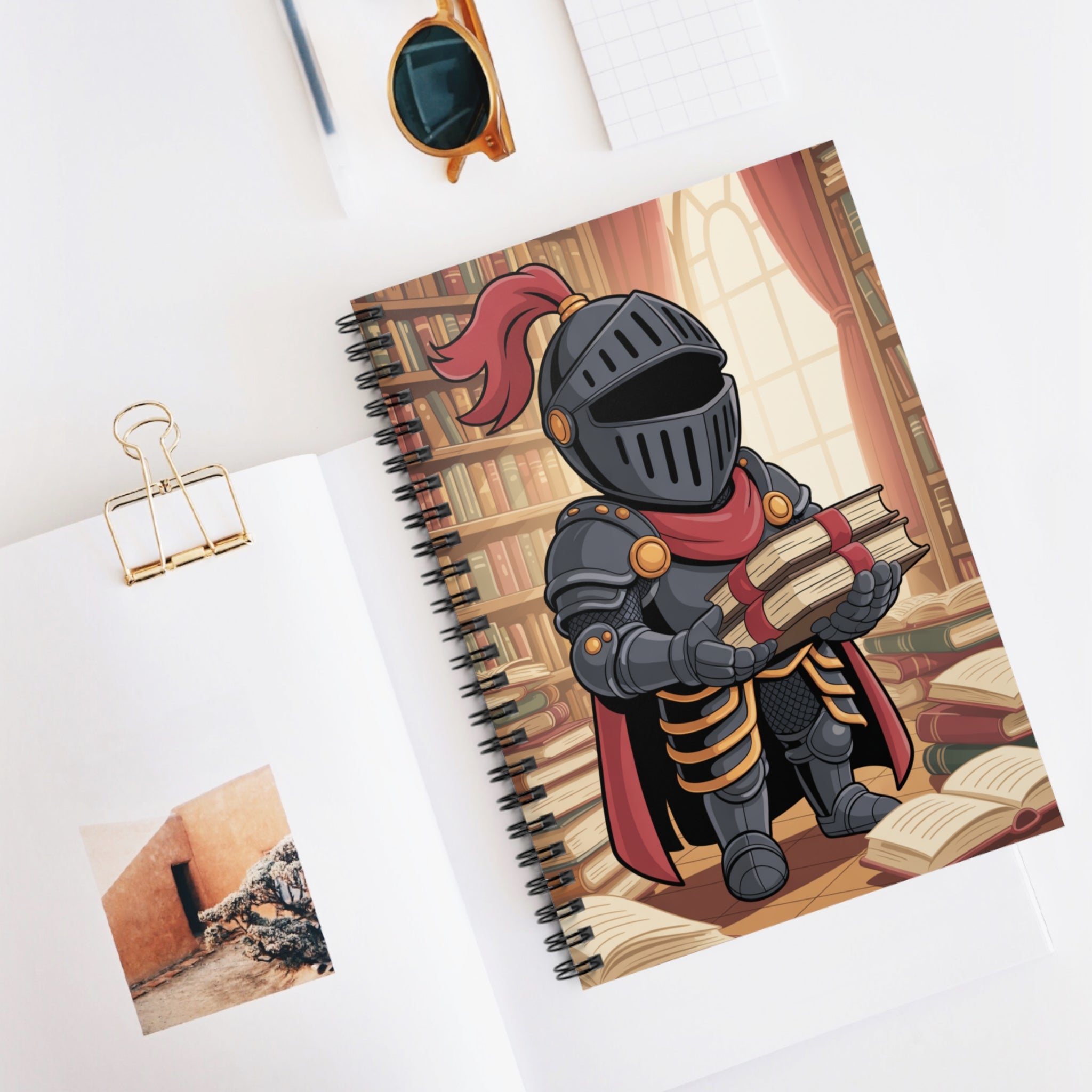 Cartoon Black Knight   -  Lined Spiral Notebook