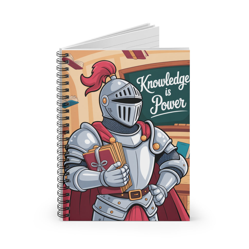 Cartoon Silver Knight  -  Lined Spiral Notebook