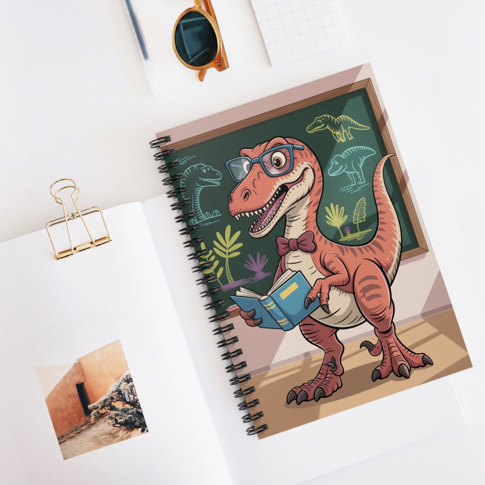 Cartoon Velociraptor  -  Lined Spiral Notebook