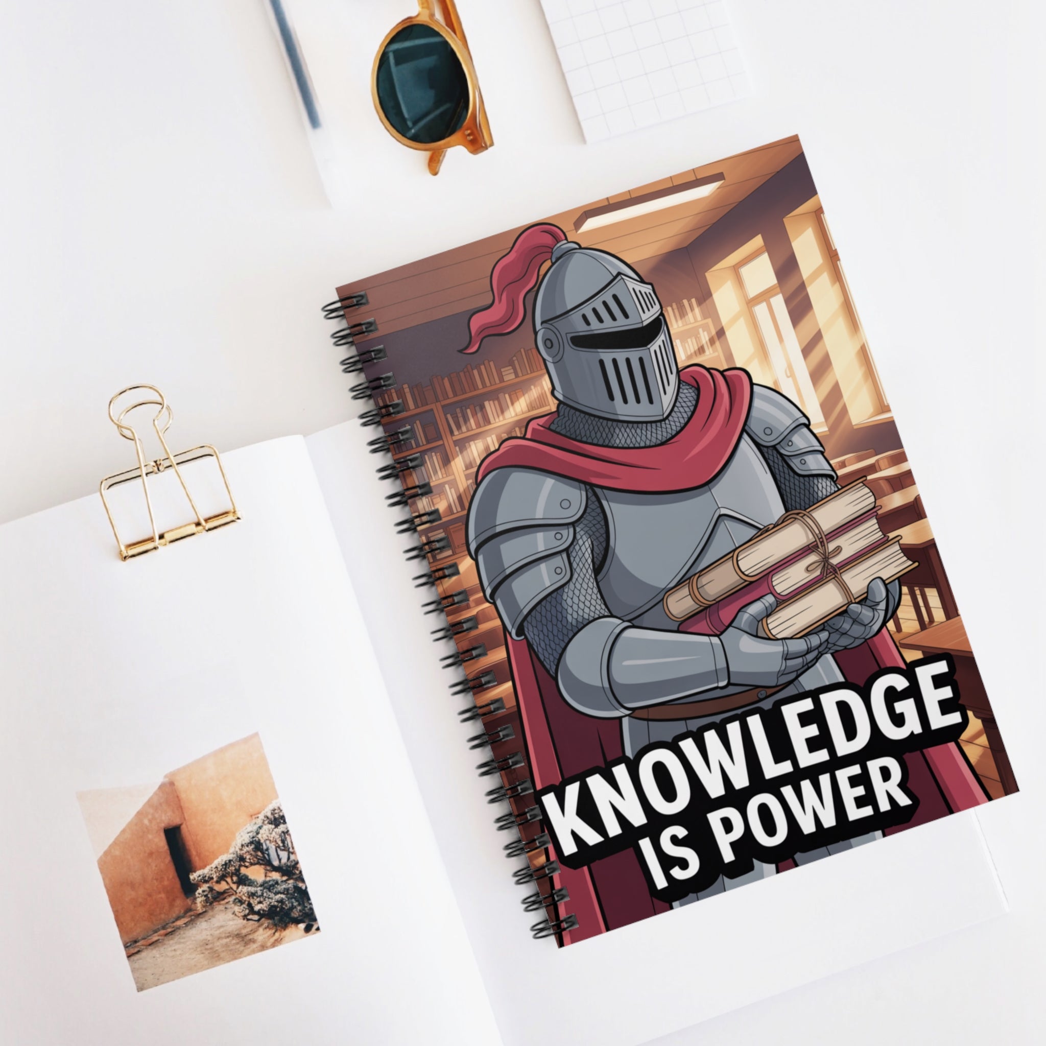 Cartoon Grey Knight  -  Lined Spiral Notebook