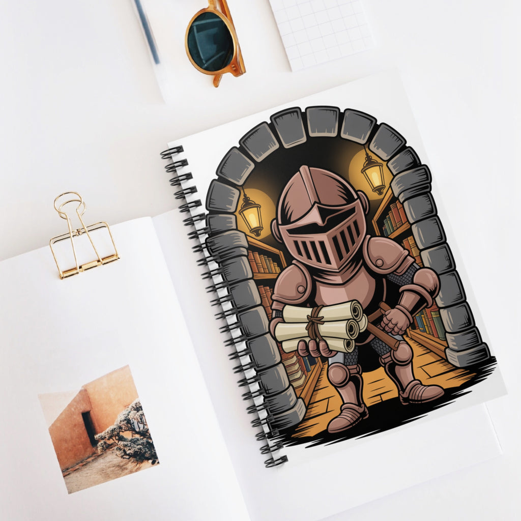 Cartoon Brown Knight  -  Lined Spiral Notebook