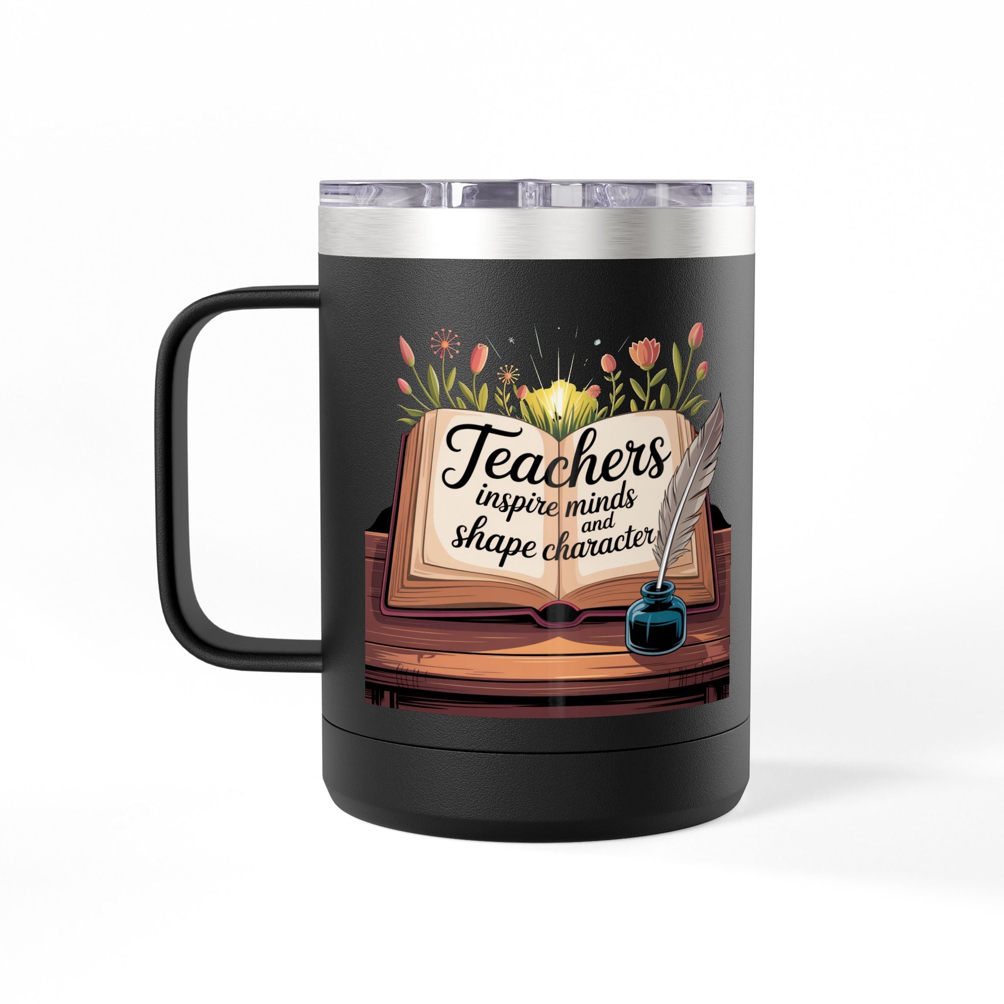Teachers Inspire Minds and Shape Character - 15oz Teacher Coffee Mug