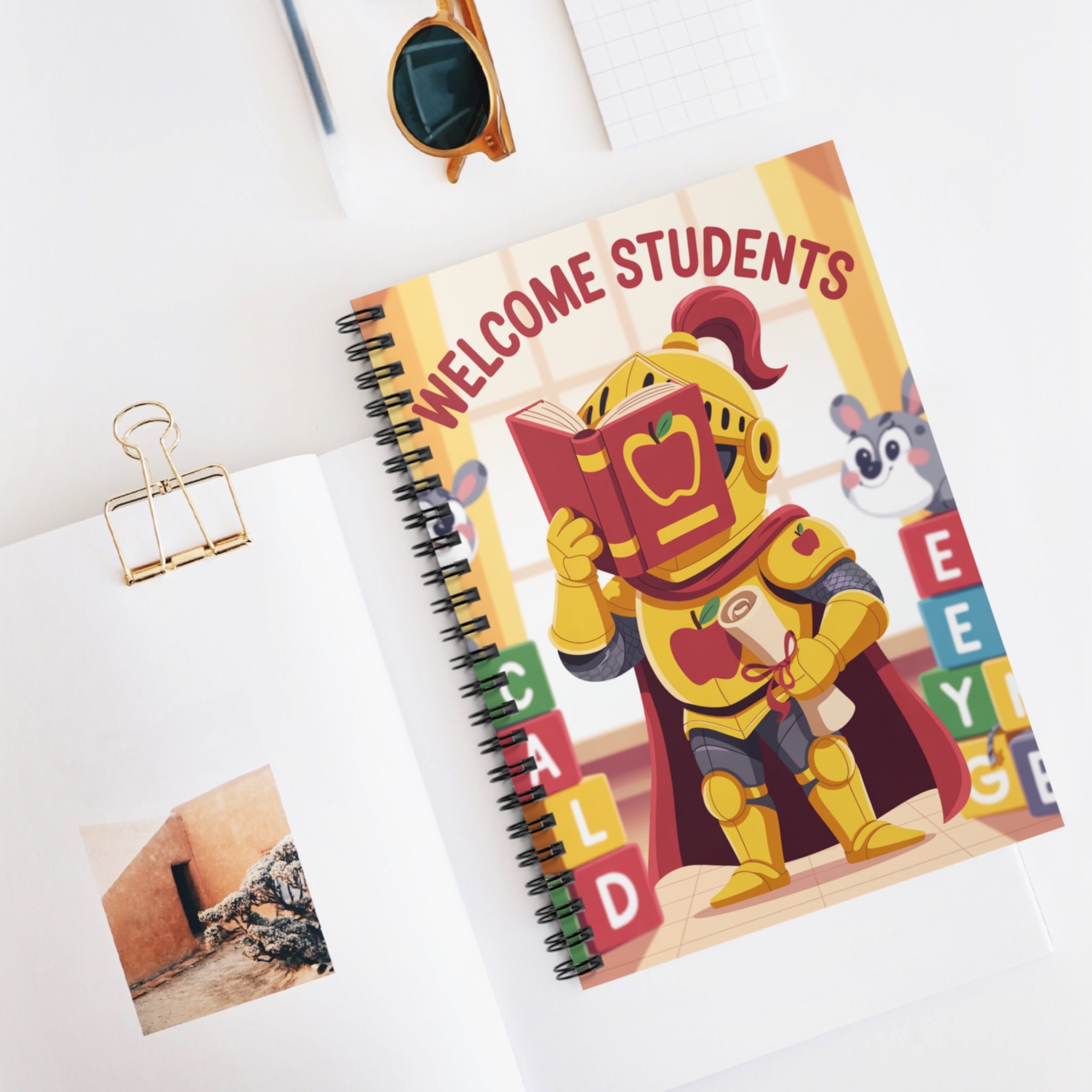 Cartoon Gold Knight  -  Lined Spiral Notebook