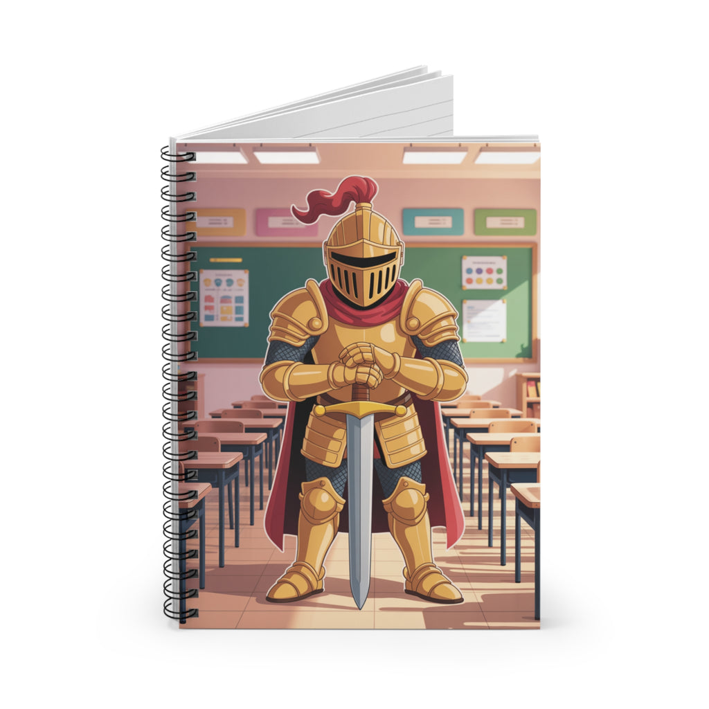 Cartoon Gold Knight  -  Lined Spiral Notebook