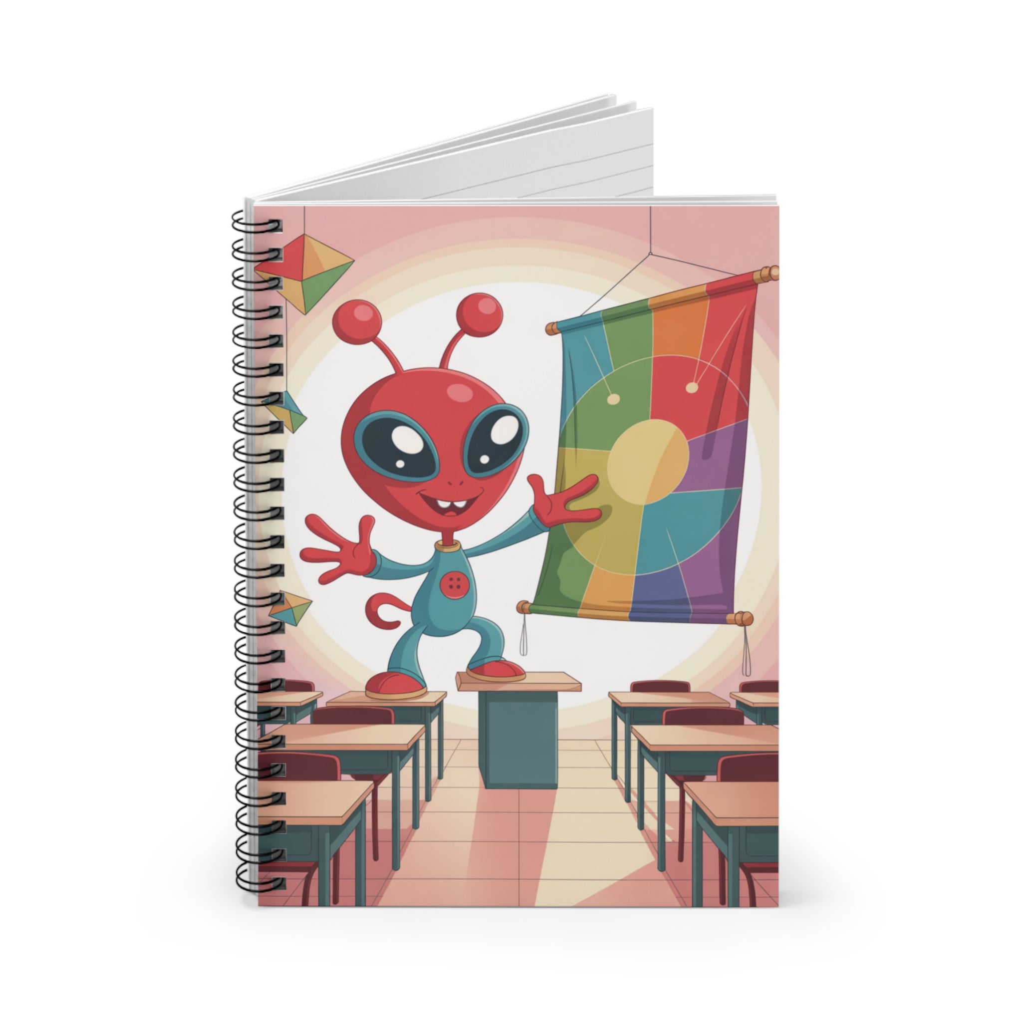 Red Classroom Alien -  Lined Spiral Notebook
