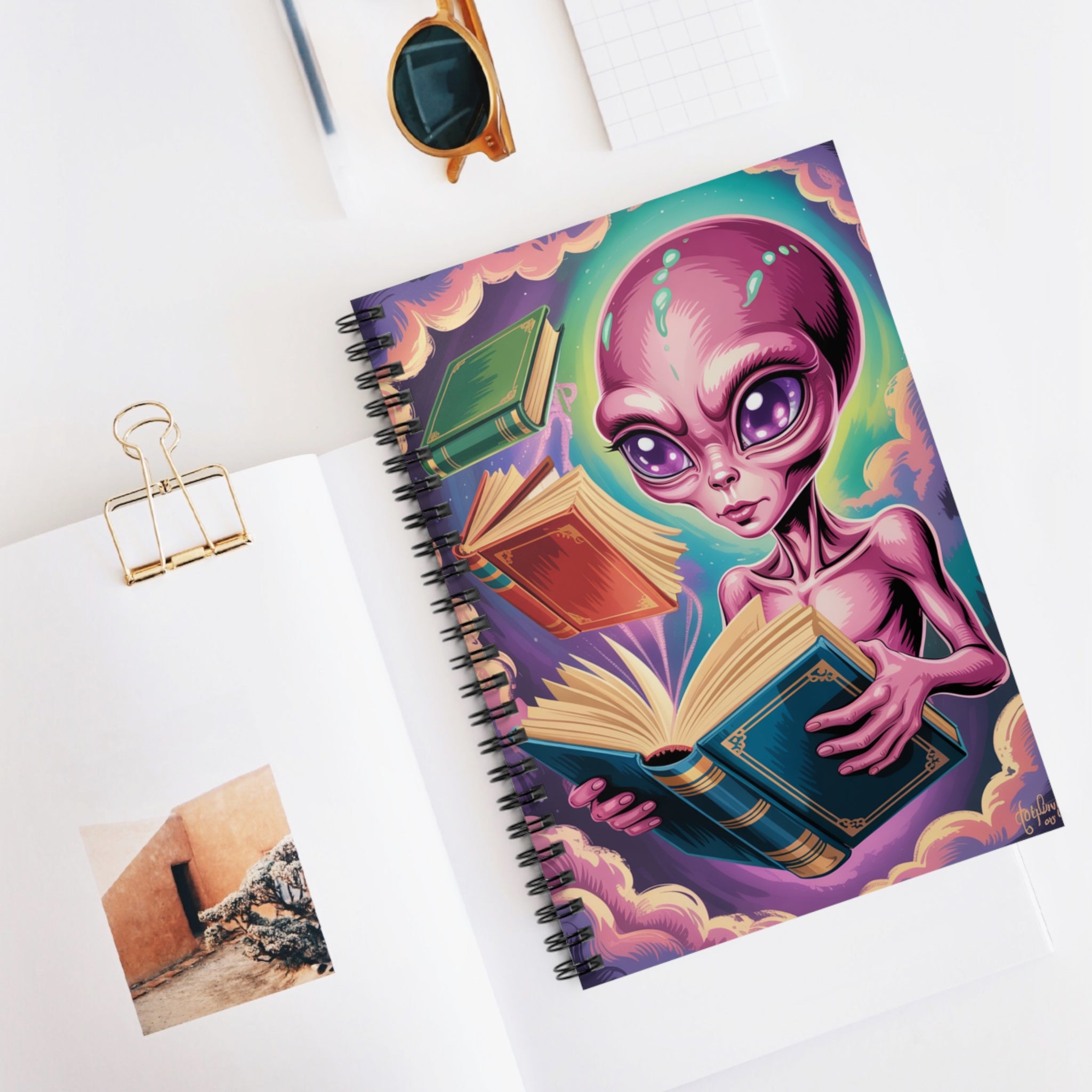 Pink Alien -  Lined Spiral Notebook