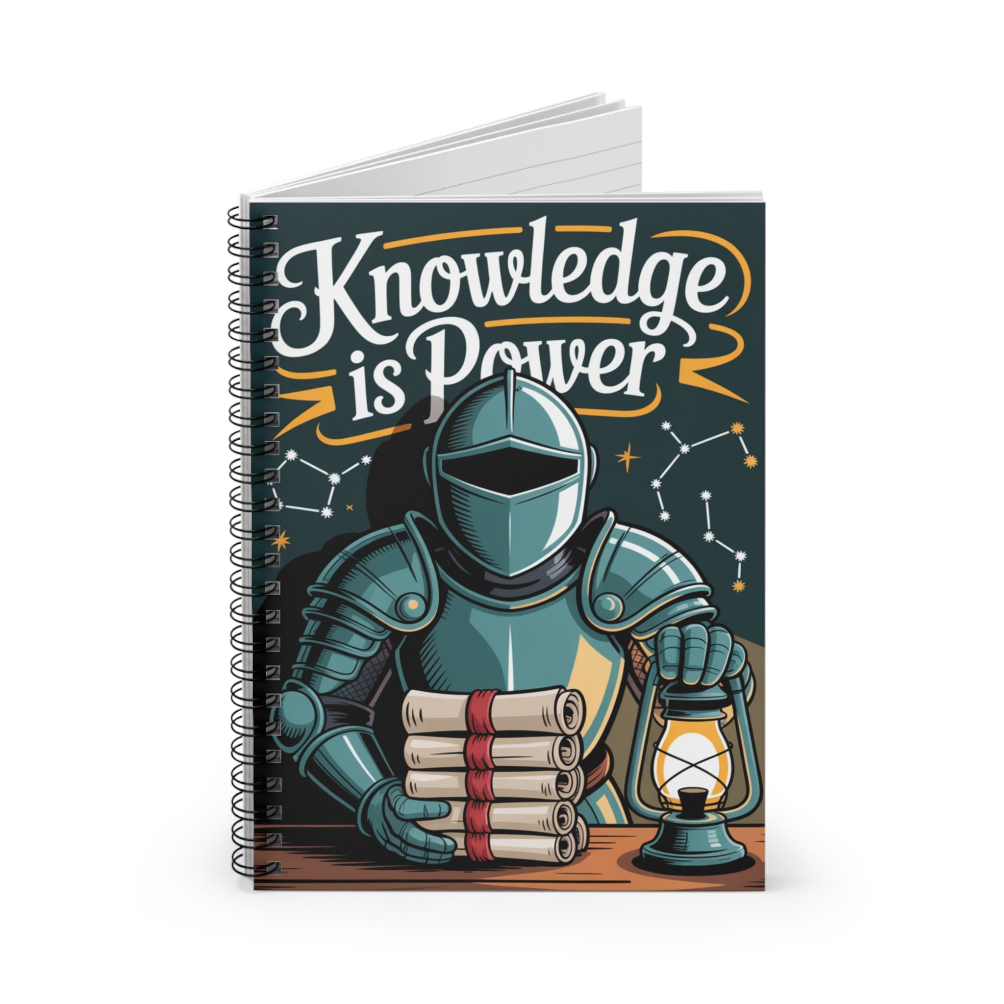 Cartoon Blue Knight  -  Lined Spiral Notebook