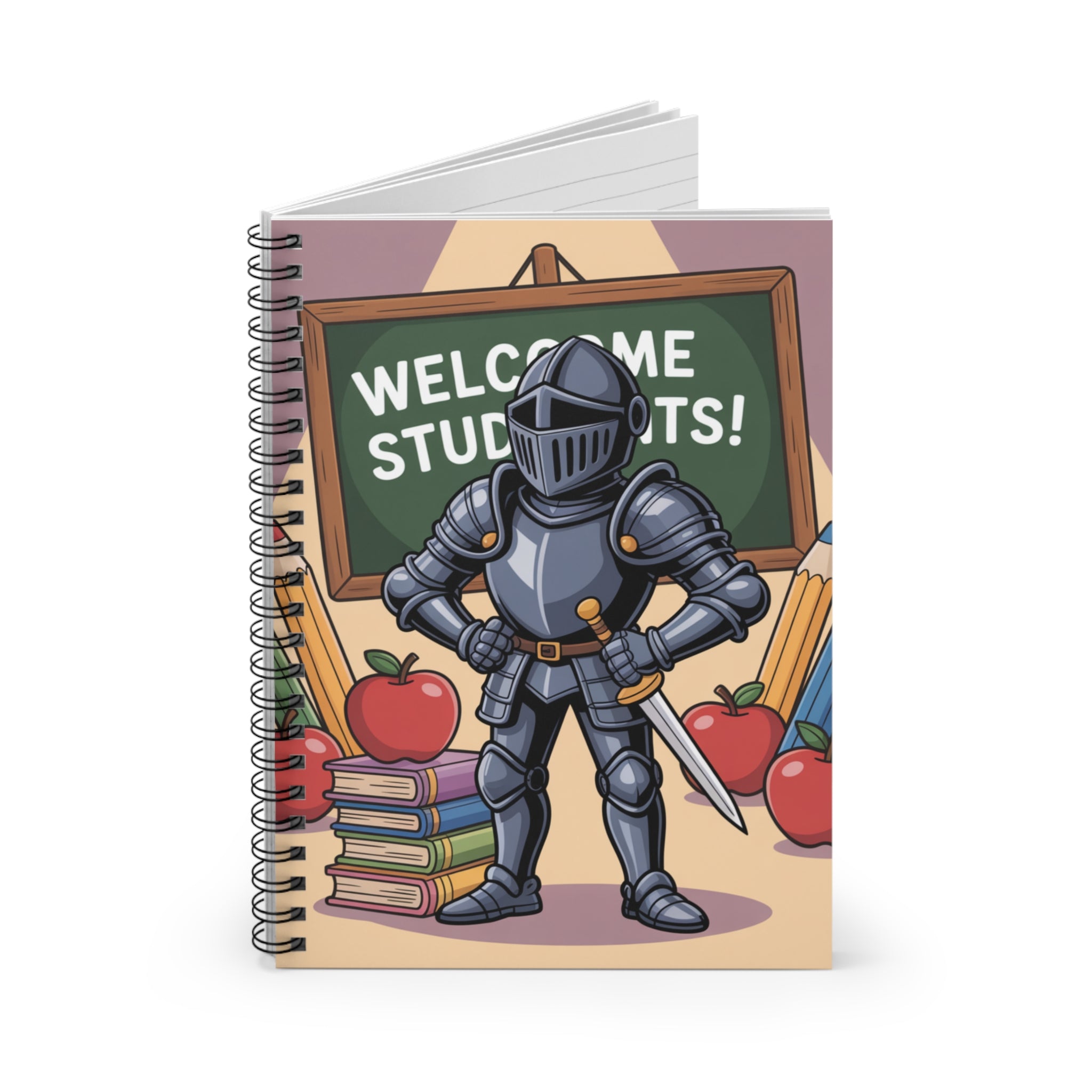 Cartoon Black Knight  -  Lined Spiral Notebook