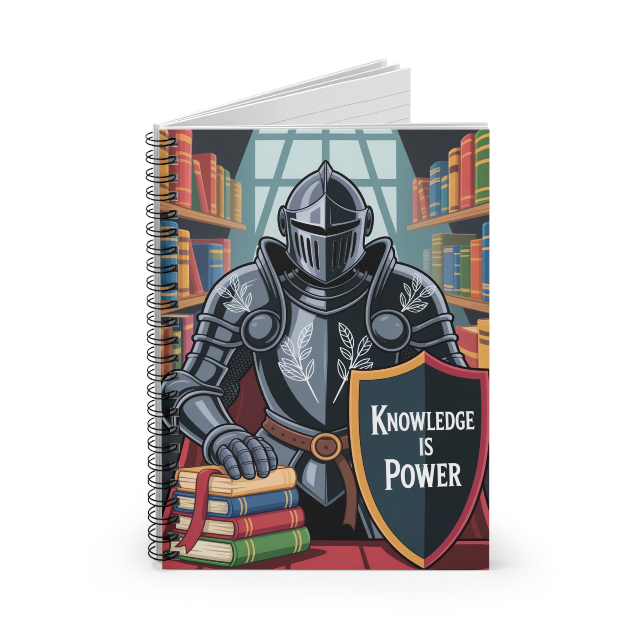 Cartoon Black Knight  -  Lined Spiral Notebook