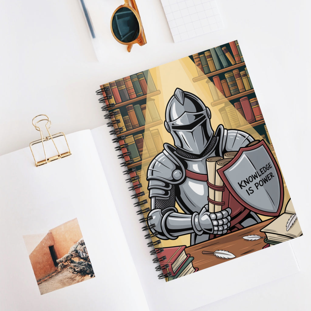 Cartoon Silver Knight   -  Lined Spiral Notebook
