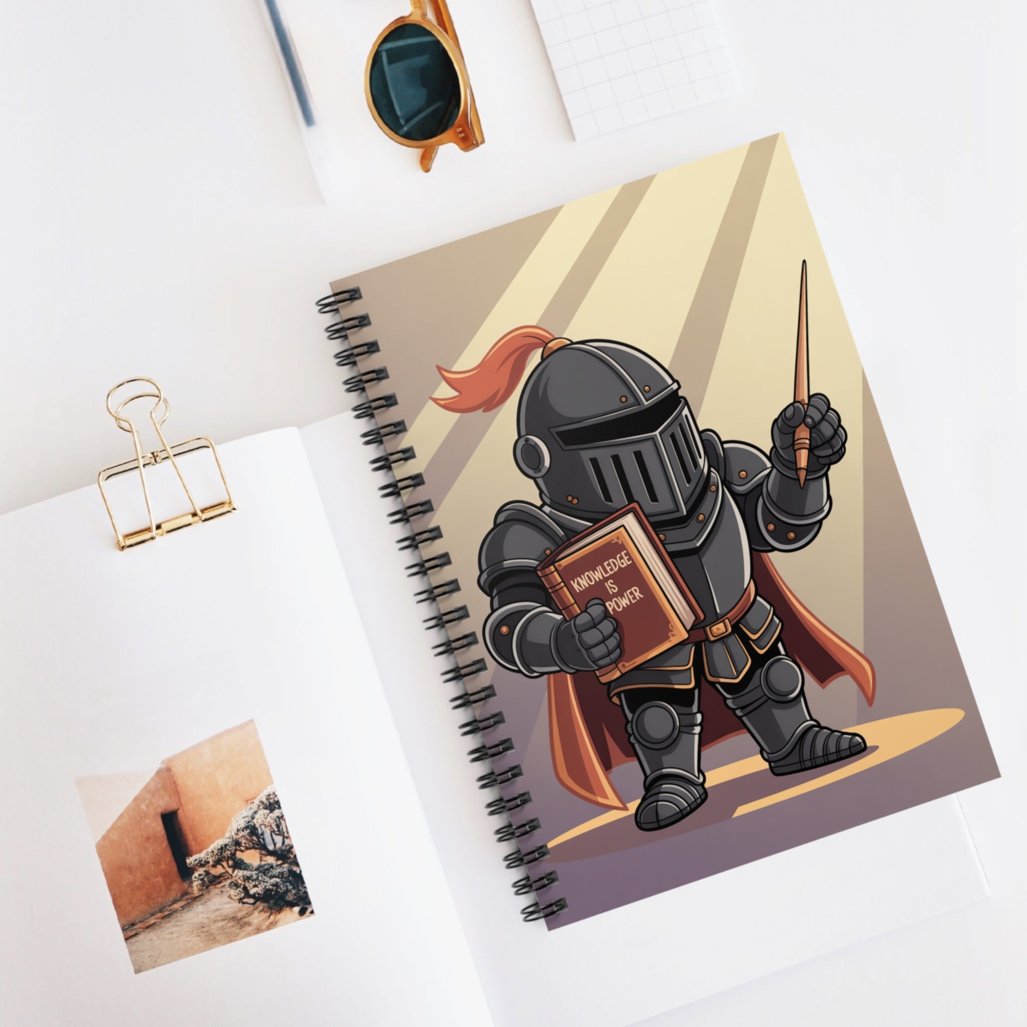 Cartoon Black Knight  -  Lined Spiral Notebook