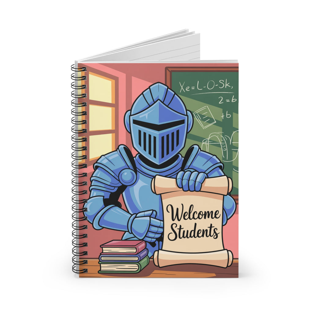 Cartoon Blue Knight    -  Lined Spiral Notebook
