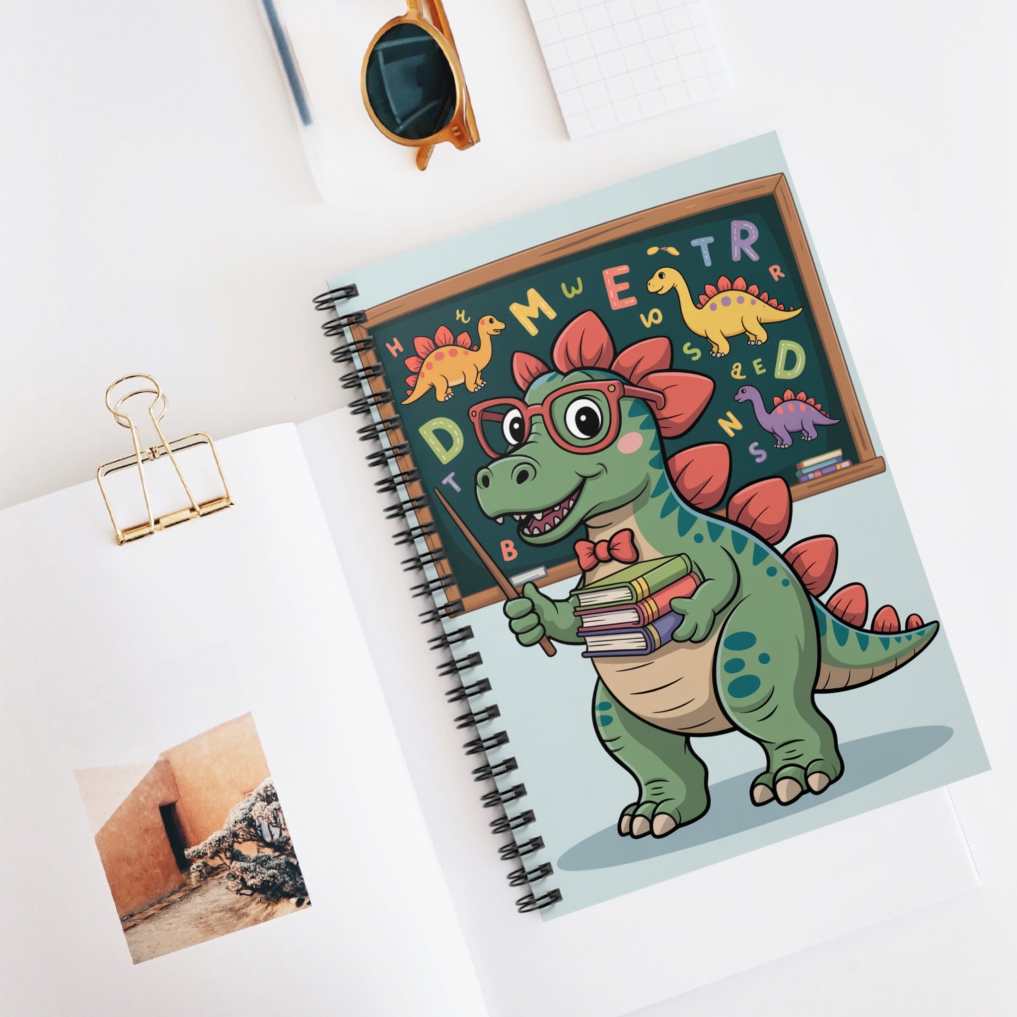 Cartoon Stegosaurus  -  Lined Spiral Notebook