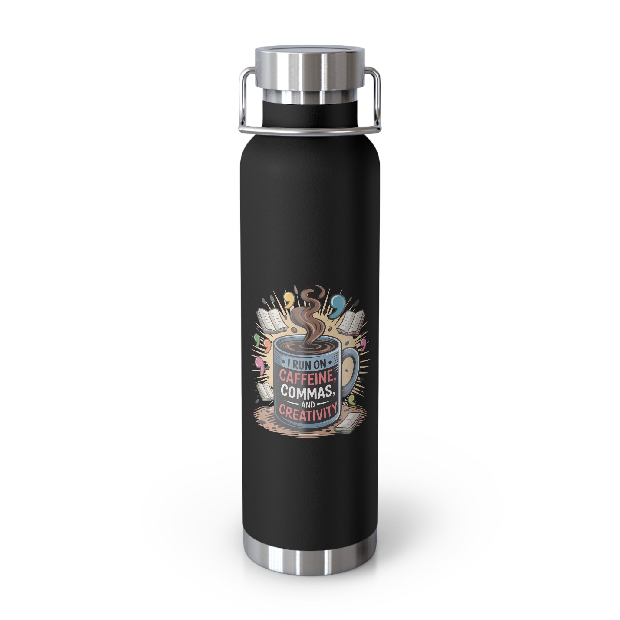 I Run On Caffeine, Commas, and Creativity -22oz Copper Teachers Tumbler